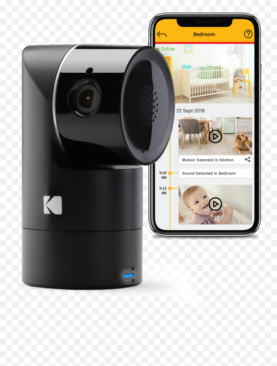 Kodak Cherish F685 Home Security Camera - Tiltpanzoom 1080p Camera Night Vision 120degree View Rechargeable Batteries And Wifi Mobile App Hidden Camera Png,Tilt Phone Icon
