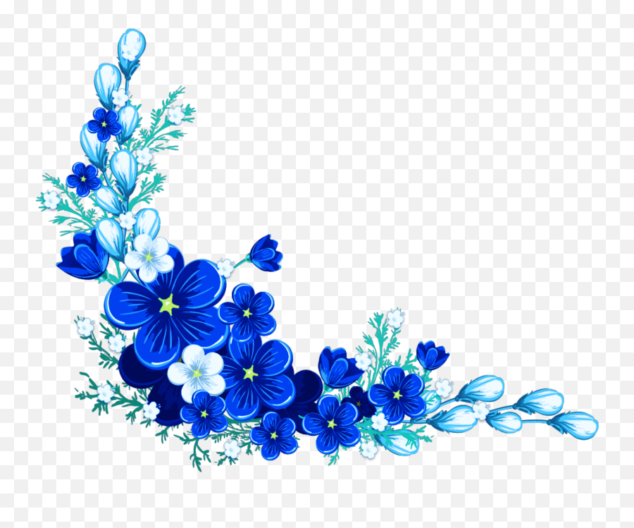 Digital Flower Frame Blue Border 1195073 - Png,Blue Frame Png