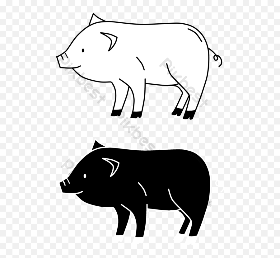 Black And White Drawing Poultry Pig Illustration Png - Animal Figure,Boar Icon