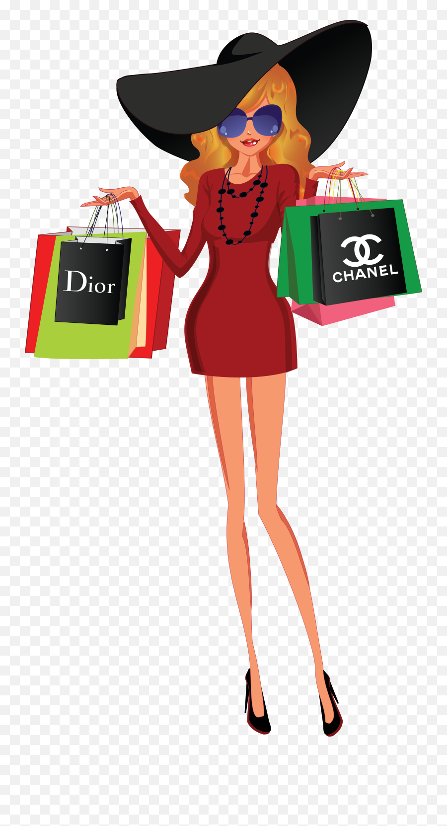 Clipart Girl Shopping Transparent Png