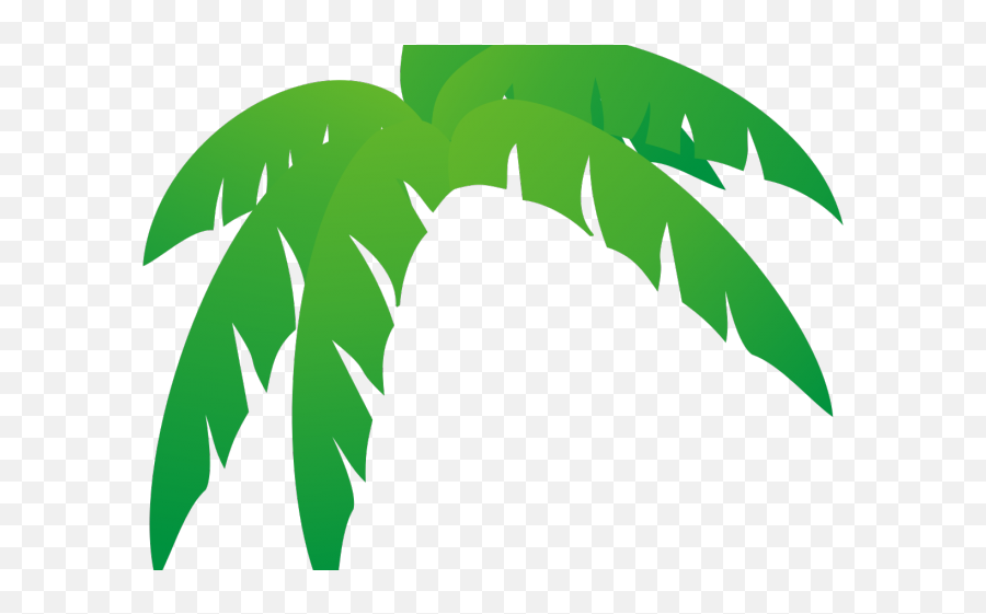 Green Leaves Clipart Jungle Leaf - Cartoon Palm Tree With Transparent Background Png,Palm Frond Png