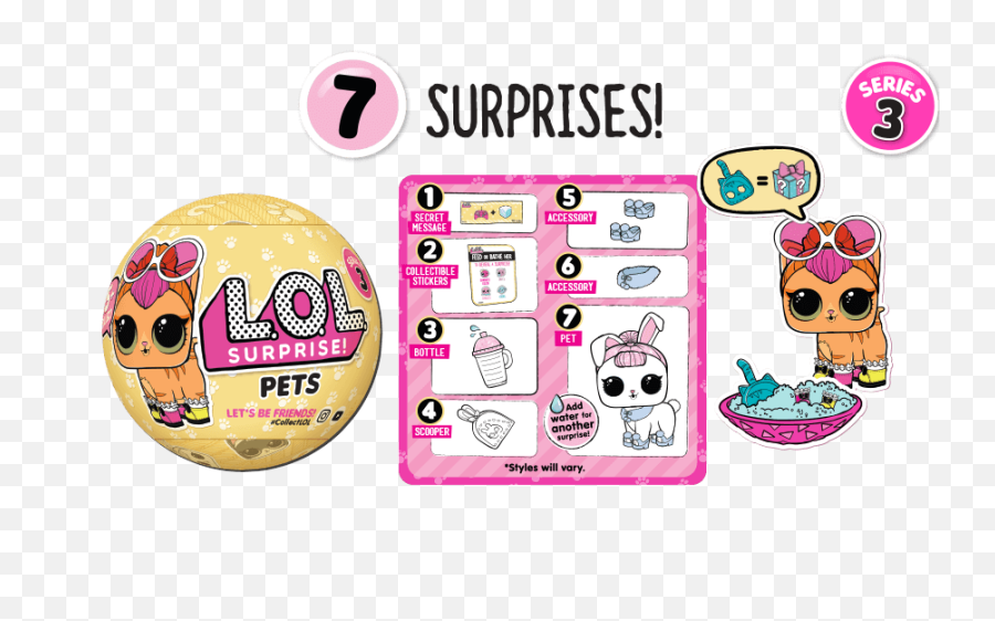 Download Series 3 Pets Have 7 Surprises - Lol Surprise Pets Lol Pets Secret Messages Png,Surprise Png