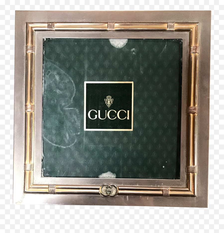 Vintage Gucci Silver And Gold Square Photo Frame - Picture Frame Png,Gold Square Png