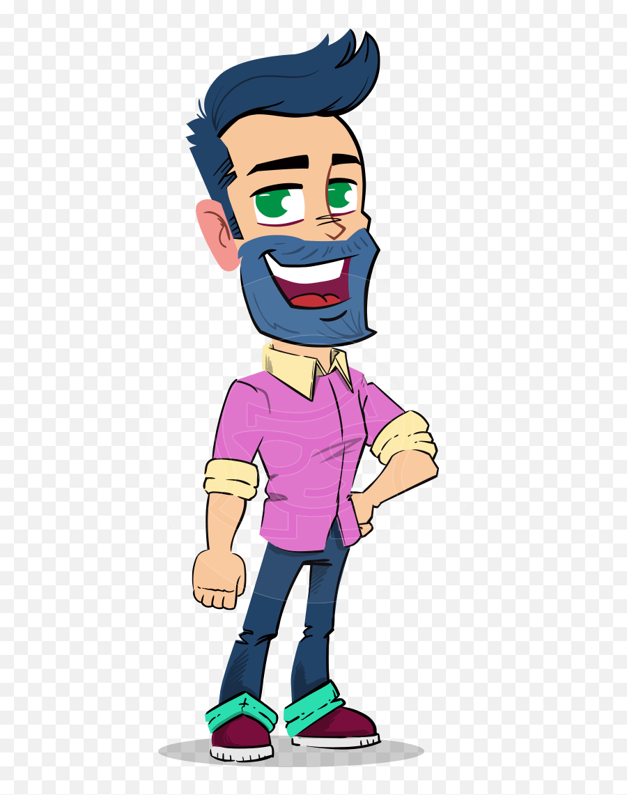 Simple Style Cartoon Of A Man With Beard - 112 Illustrations Graphicmama Cartoon Characyers With Beards Png,Beard Png Transparent