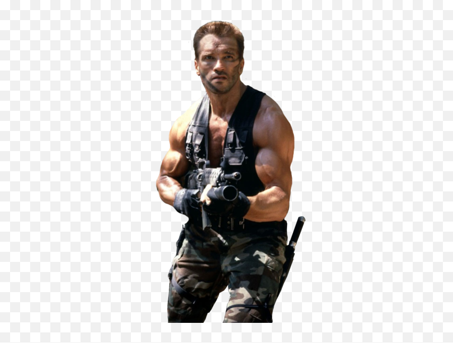 Arnold Schwartzenegger As Dutch From Predator Psd - Arnold Schwarzenegger War Movie Png,Predator Png
