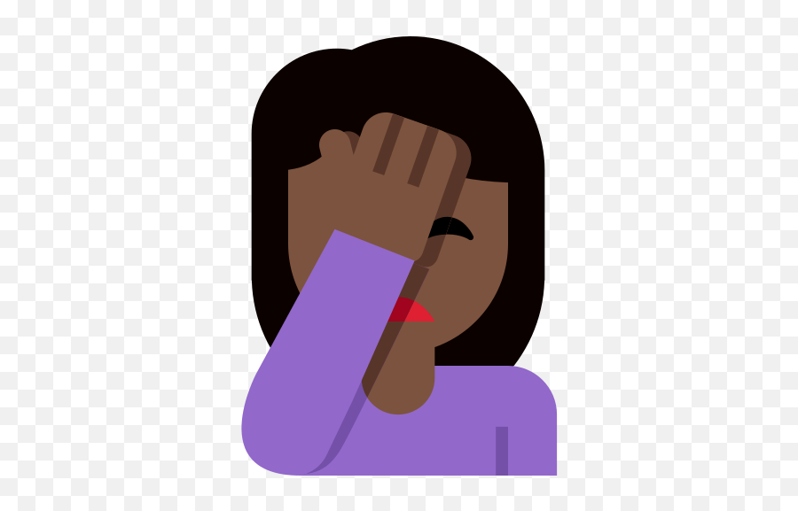 Woman Facepalming Emoji With Dark Skin - Windows 10 Facepalm Emoji Png,Facepalm Emoji Png