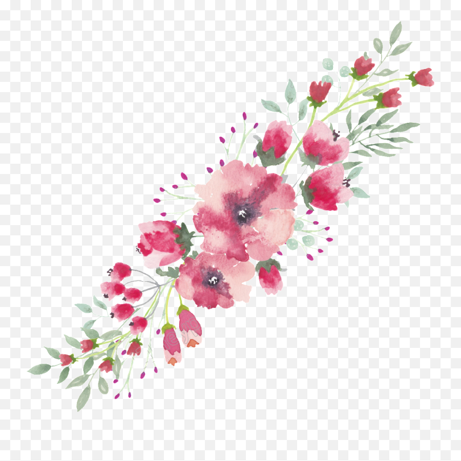 Png Watercolor Flower Lace Border - Pink Flowers Png Transparent,Watercolor Flowers Transparent Background