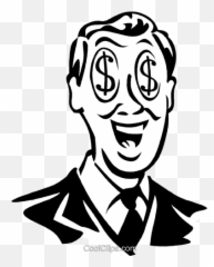 Man With Dollar Sign Eyes Royalty Free Vector Clip Art - Dollar Signs In His Eyes Png,Money Sign Transparent