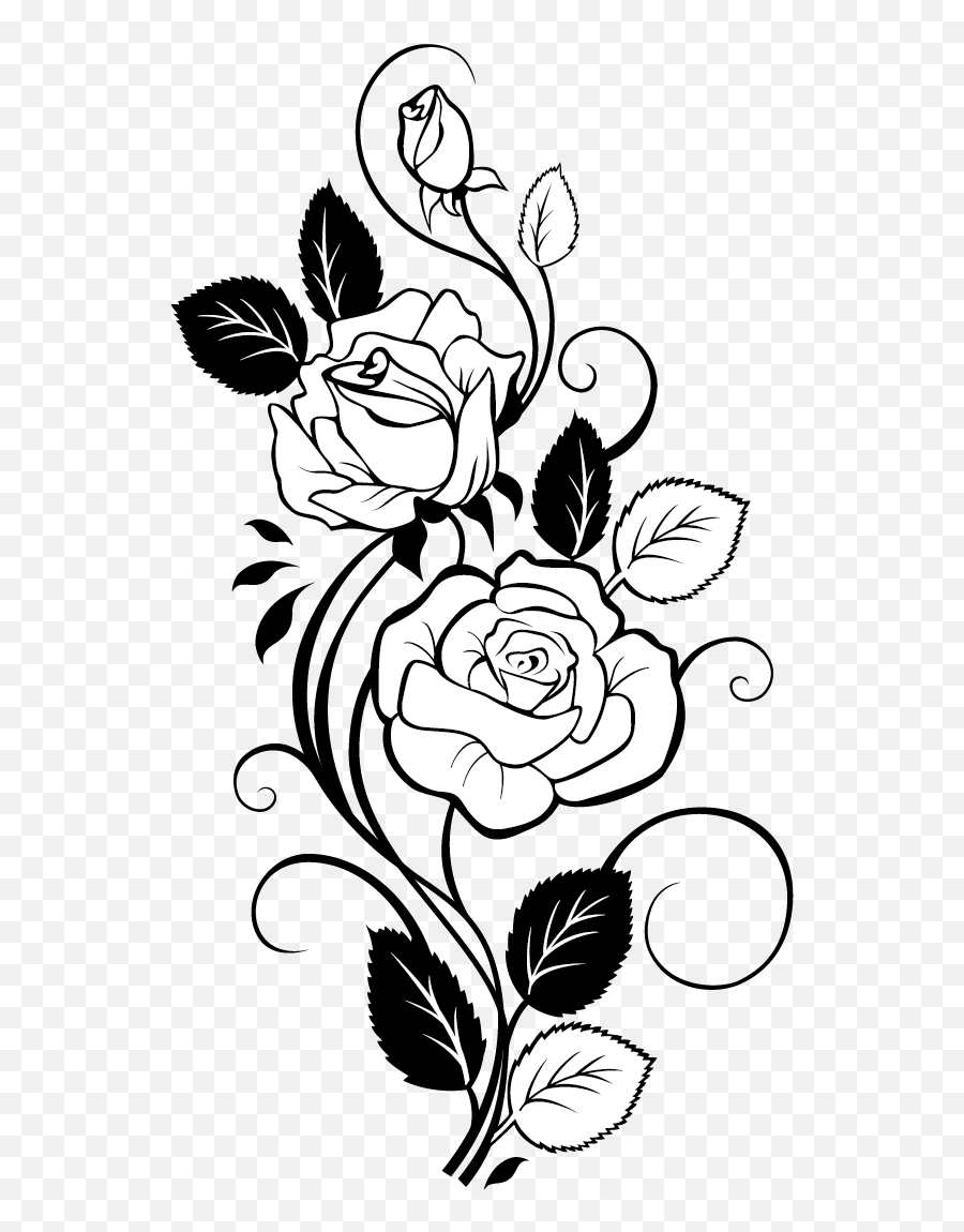 Flower Vine Png - Art Black And White Flowers,Rose Vine Png