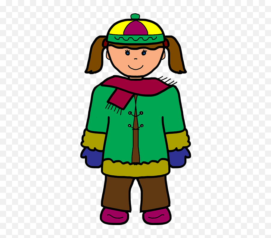 Girl Cartoon Winter Cold Scarf Christmas Treads - Winter Clothing Png,Girl Cartoon Png