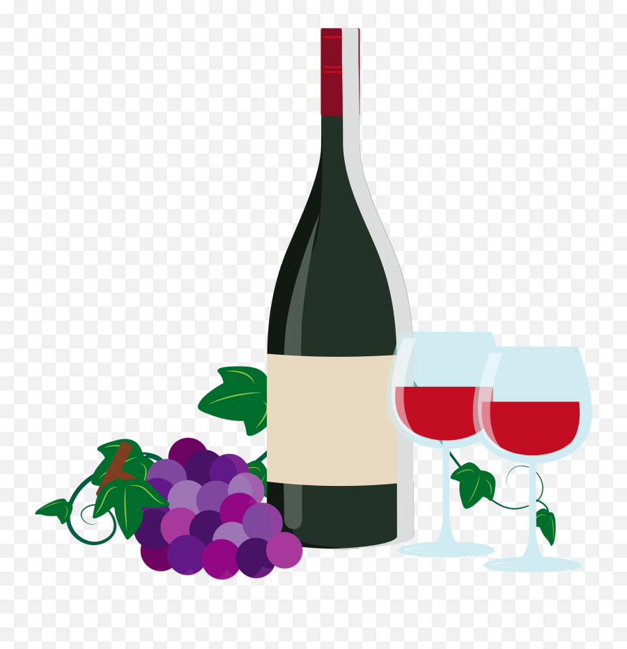 Wine Bottle And Glasses Clipart - Wine Grape Clipart Free Png,Wine Bottles Png