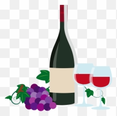 Wine Bottle And Glasses Clipart - Grape Free png