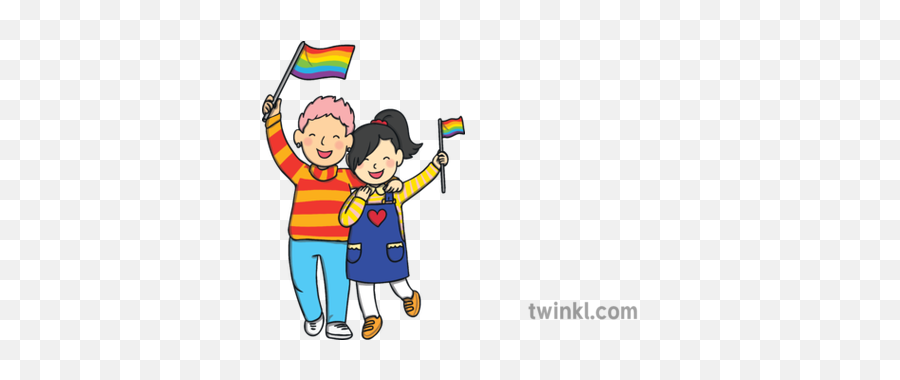 Couple Girls Holding Big Rainbow Flag Lgbt History Month Png Transparent