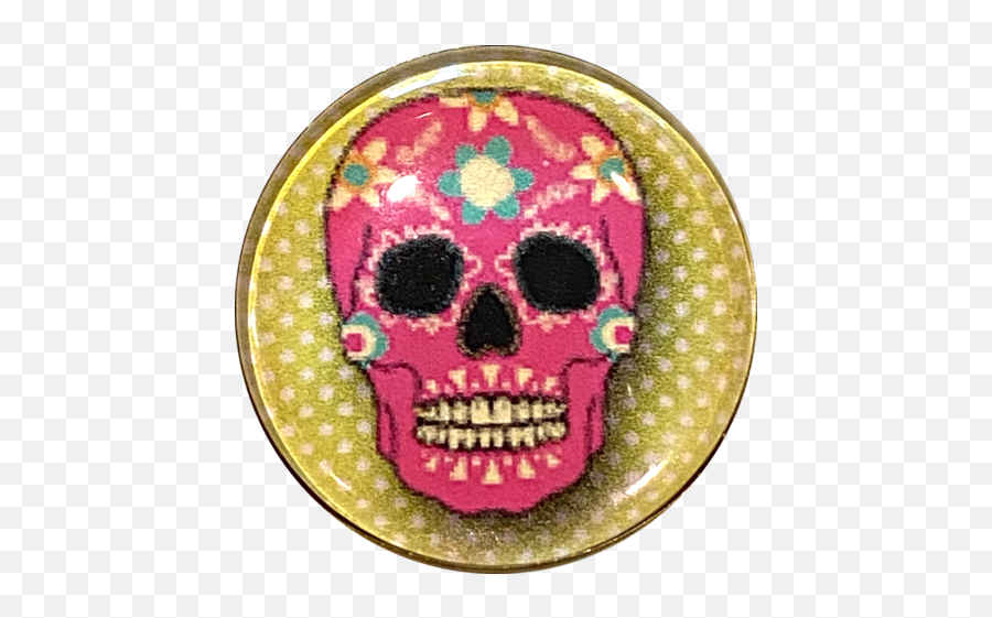 Vibrant Sugar Skulls 1 Sparkly Clear Domed Button 3 Styles - Embellishment Png,Skulls Transparent