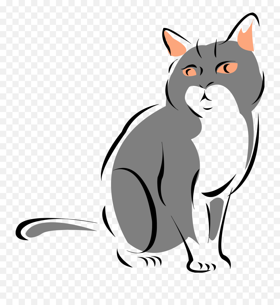 Wild Cat Gray Clipart Png U2013 Clipartlycom - Grey Cat Clipart,Whiskers Png