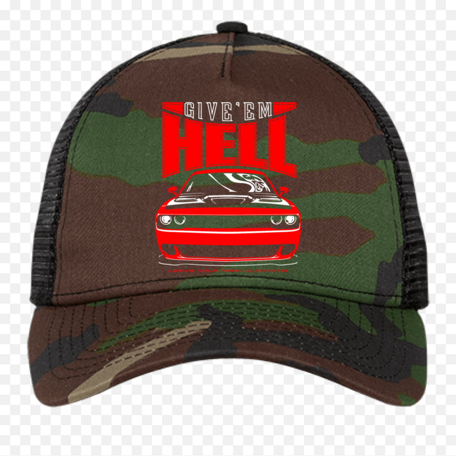 Giveu2019em Hell Dodge Challenger Hellcat Ne205 New Era Snapback Trucker Cap - Hat Png,Dodge Challenger Png