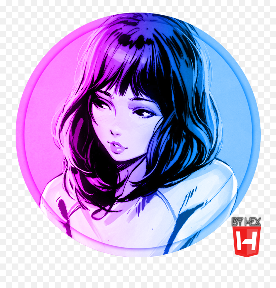 Download Hd Anime Girl Purple Hair Brown Eyes Transparent - Anime Girl With Blue And Purple Hair Png,Brown Eyes Png