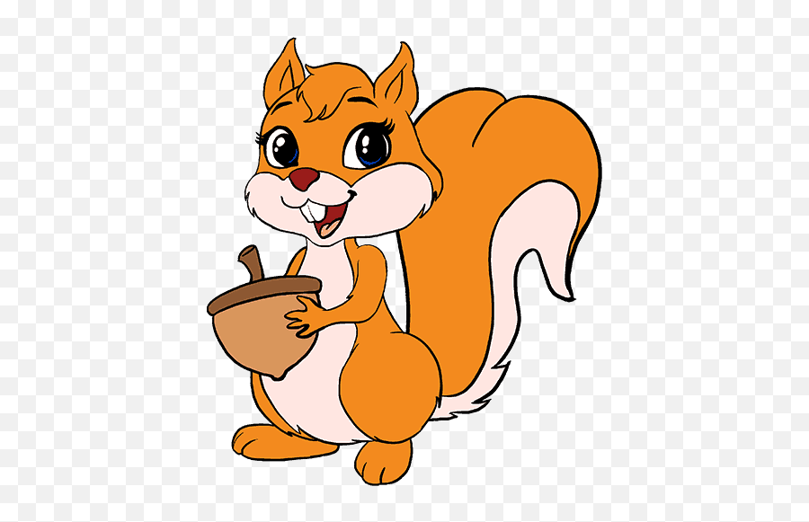 Cartoon Squirrel Png 2 Image - Drawing Of Squirrel With Colour,Squirrel Transparent Background