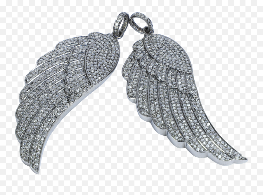 Angel Wings Design Pendant In 925 Sterling Silver With Pave Diamonds - Earrings Png,Angel Wings Transparent