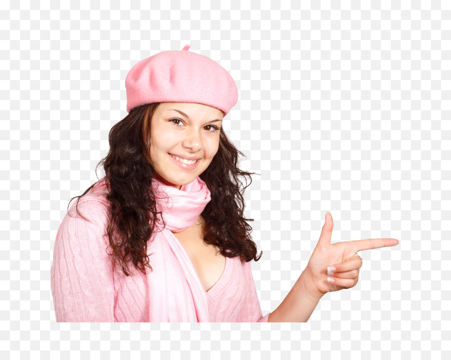 Happy Young Woman Pointing Finger Png Image - Pngpix Girl Finger Pointing Png,Hand Pointing Png