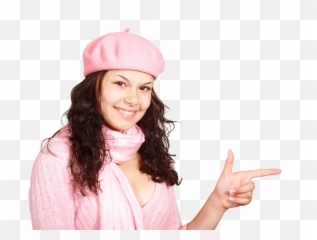 Happy Young Woman Pointing Finger Png Image - Pngpix Girl Finger Pointing Png,Hand Pointing Png