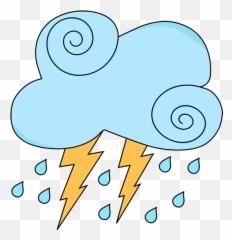 Swirly Blue Cloud With Lightning And Rain Clip Art - Transparent Clouds png