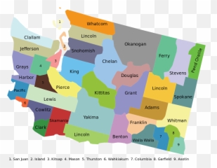 County Map Of Washington State - Washington State Map Counties Vector Png,Washington State Png