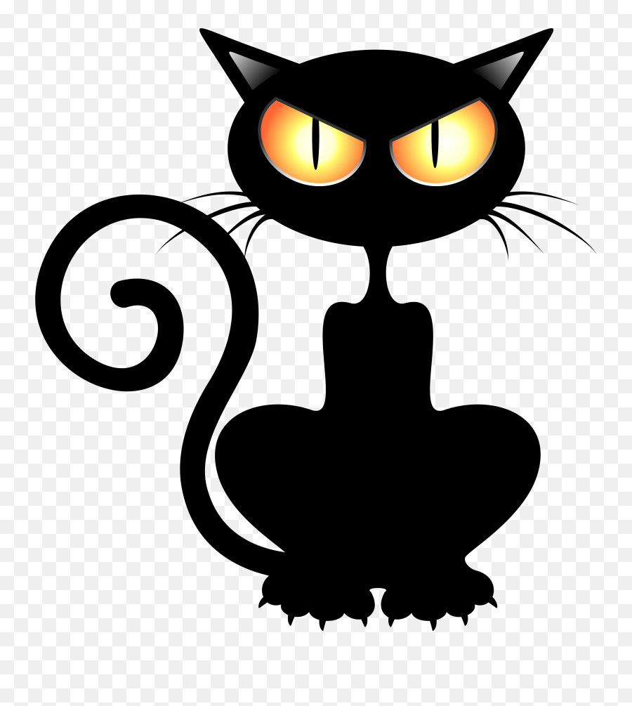 Black Cat Clip Art Halloween Clipart - Cartoon Of Black Cat Png,Cat Clipart Transparent