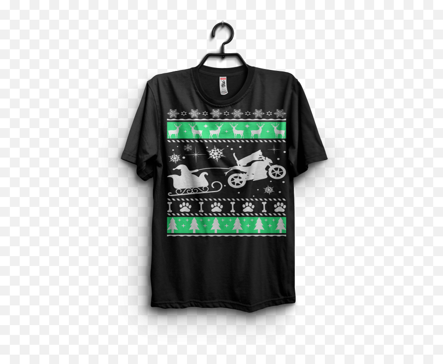 Motocross Cat Santa Sleigh Graphic T - Shirt Design Design Christmas T Shirt Ideas Png,Santa Sleigh Png