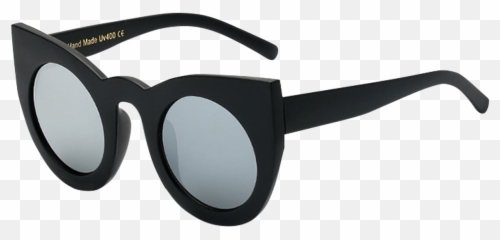 Funny Round Lens Mirrored Cat Eye Sunglasses - png