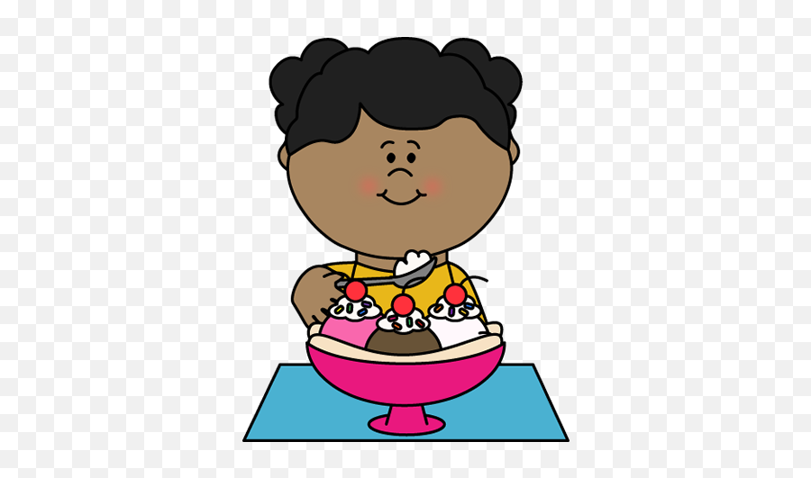 Kid Eating Banana Split Clip Art - Kid Eating Banana Split Kids Eating Ice Cream Clipart Png,Banana Split Png