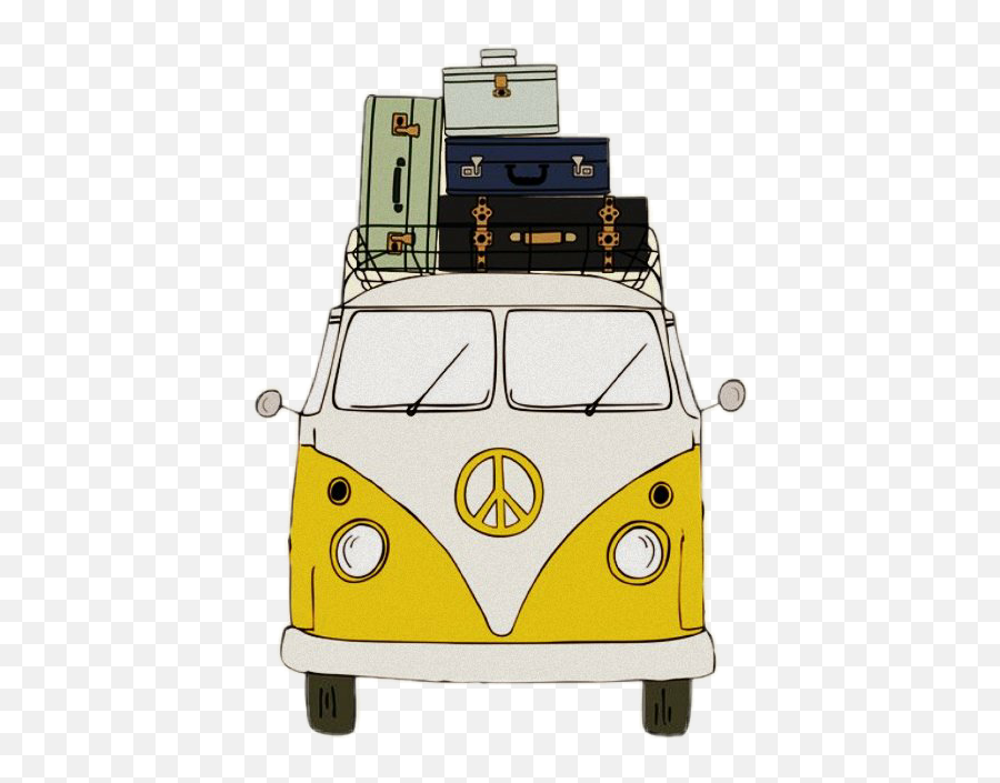 Wolkswagen Yellow 70s Aesthetic Png - Peace Van Drawing,70s Png