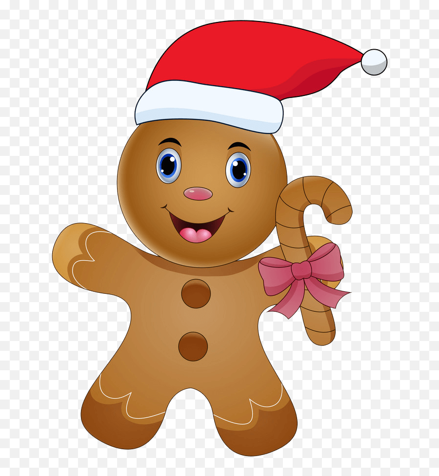Gingerbread Man With Santa Hat Clipart Transparent - Clipart Ginger Bread Man Images Cartoon Png,Santa Hat Icon Transparent