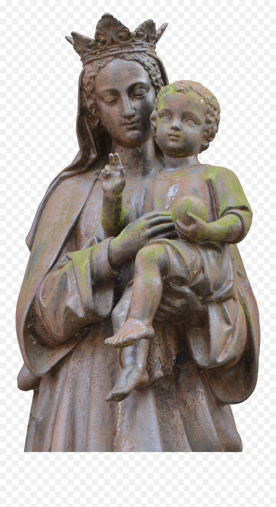 Virgin Mary With Baby Jesus Aged Stone Sculpture Free Image - Hai Sing Secondary School Statue Png,Mary And Child Icon