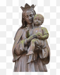 Virgin Mary With Baby Jesus Aged Stone Sculpture Free Image - Hai Sing Secondary School Statue Png,Mary And Child Icon