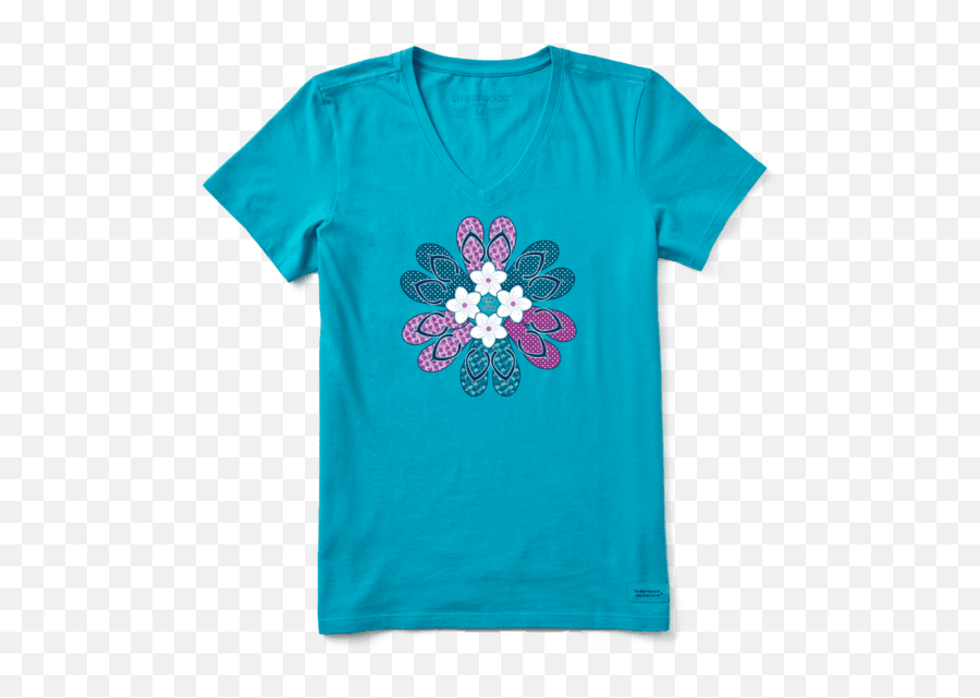 Womenu0027s Flip Flop Flower Crusher Vee Life Is Good - Short Sleeve Png,Glim Icon
