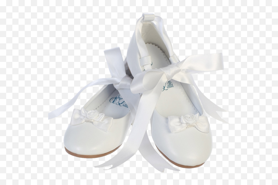 White Dress Shoes W Satin Ribbon Tie - Kids Flower Girl Ballerina Shoes Png,Ballerina Shoes Png