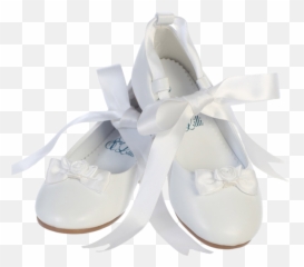 White Dress Shoes W Satin Ribbon Tie - Kids Flower Girl Ballerina Shoes Png,Ballerina Shoes Png