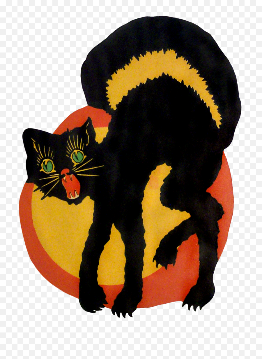 Vintage Halloween Cat Clipart Png - Vintage Halloween Cat Clipart,Cat Clipart Transparent