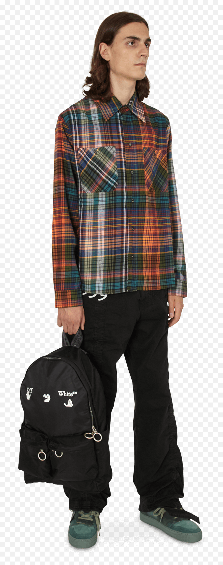 Off - White Stencil Flannel Check Shirt Longsleeve Classic Clothing Size Png,Flannel Png