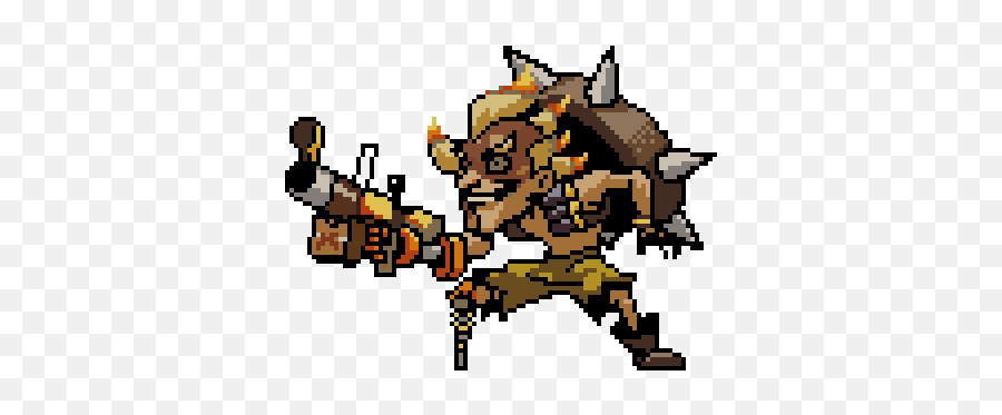 Overwatch Pixel Art Junkrat And Roadhog - Overwatch Junkrat Pixel Spray Png,Overwatch Logo Pixel Art