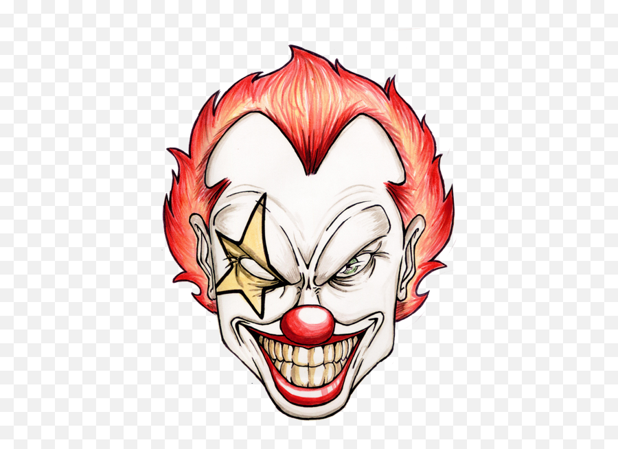 Circus Clipart Creepy - Scary Clown Cartoon Drawing Png,Creepy Smile Transparent