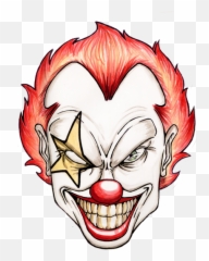 Circus Clipart Creepy - Scary Clown Cartoon Drawing Png,Creepy Smile Transparent