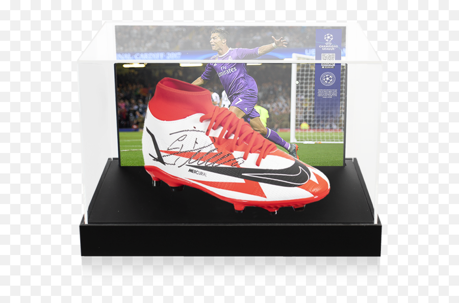 Cristiano Ronaldo Official Uefa Champions League Signed Red And White Nike Mercurial Cr7 Boot In Photo Acrylic Case Option 2 Png Icon 1000 Boots