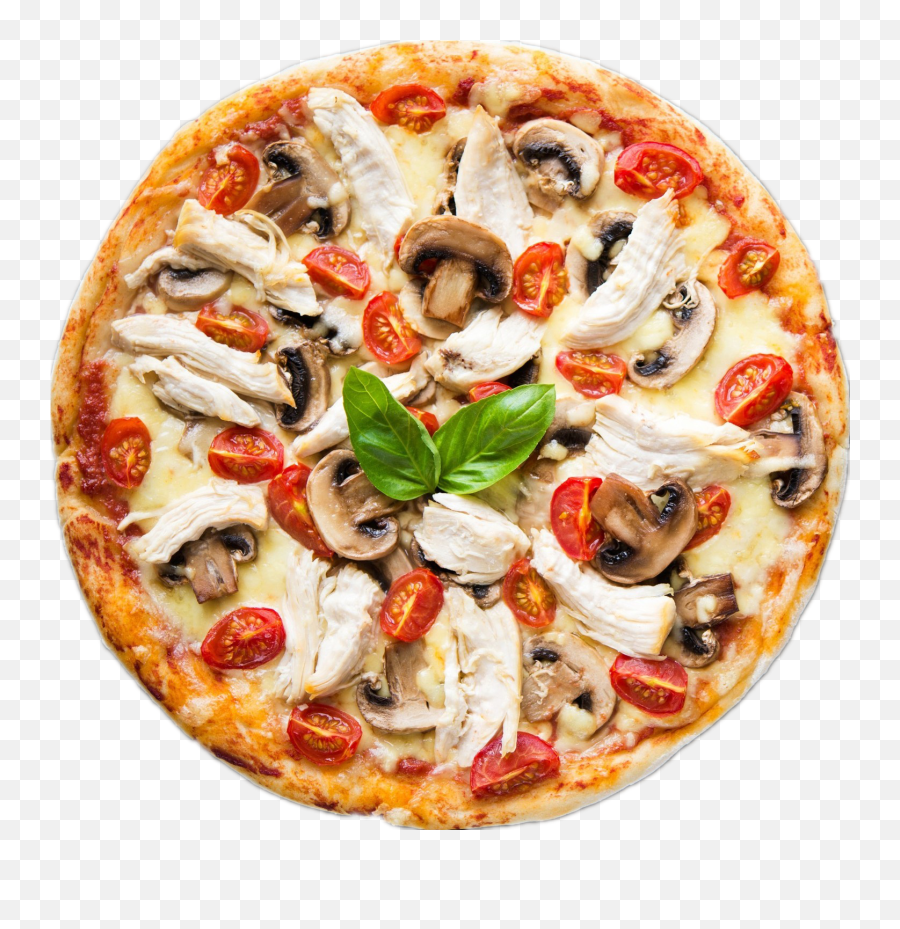 Pizza Italian Cuisine Take - Out Barbecue Chicken Mushroom Pizza With Chicken Mushroom Png,Pizza Transparent Background