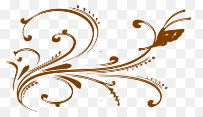 Floral Design With Butterfly Clip Art - Brown Flower Png