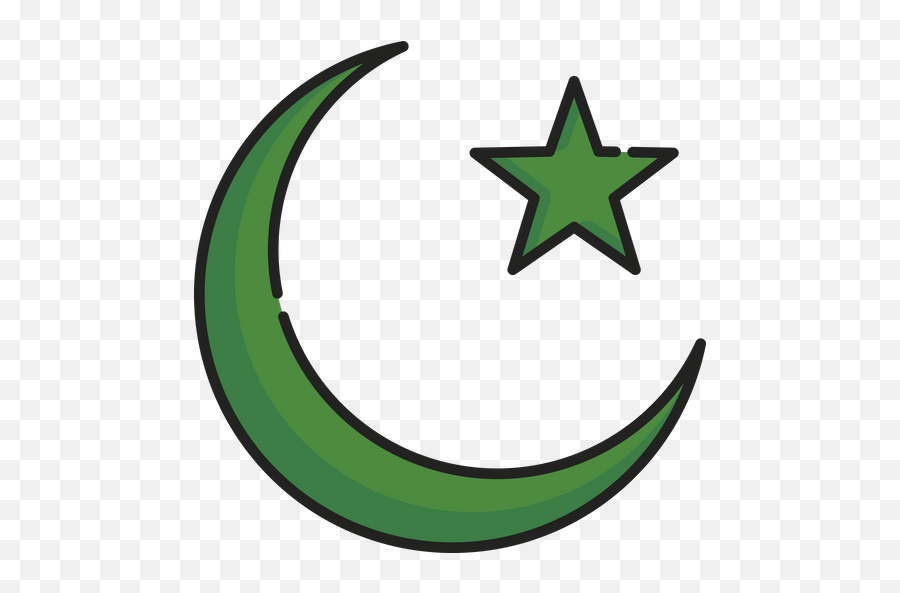 Moon Icon Of Colored Outline Style - Sign Of Muslim Religion Png,Moon Icon Png