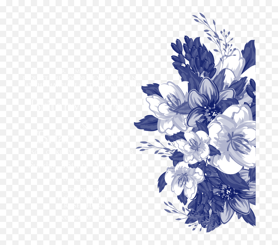 Download Blue Flower Wedding Invitations Vector Design - Blue Flowers Wedding Invitations Png,Wedding Invitation Png