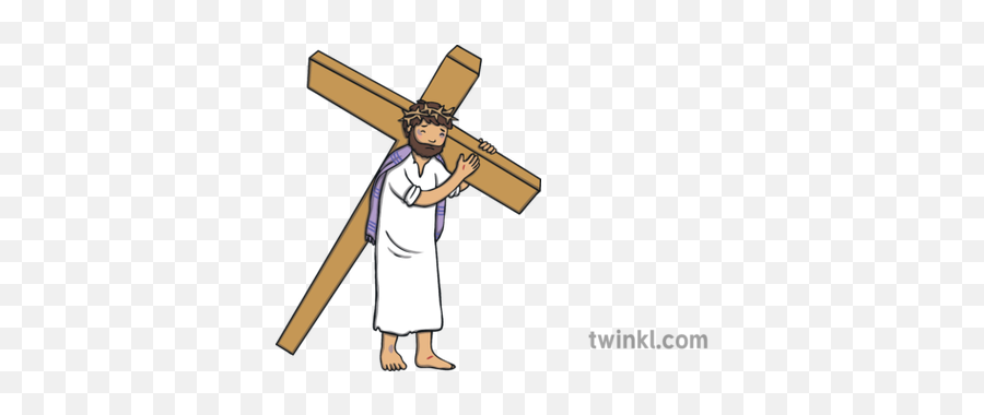Jesus Carrying The Cross Bible Story Easter New - Jesus Carrying The Cross Cartoon Png,Jesus On The Cross Png