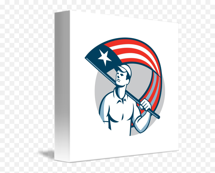 American Tradesman Holding Usa Flag Circle By Aloysius Patrimonio - American Png,American Flag Circle Png